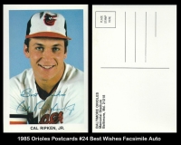 1985 Orioles Postcards #24 Best Wishes Facsimile Auto