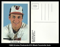 1986 Orioles Postcards #15 Black Facsimile Auto