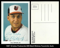 1987 Orioles Postcards #29 Best Wishes Facsimile Auto