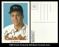 1989 Orioles Postcards #26 Black Facsimile Auto
