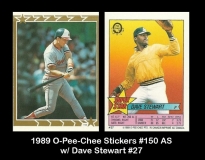 1989 O-Pee-Chee Stickers #150 AS w Dave Stewart #27