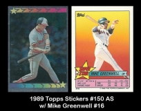 1989 Topps Stickers #150 AS w Mike Greenwell #16