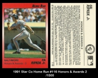 1991 Star Co Home Run #116 Honors & Awards 2