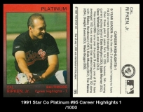 1991 Star Co Platinum #95 Career Highlights 1