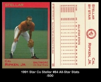1991 Star Co Stellar #84 All-Star Stats