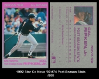 1992 Star Co Nova '92 #74 Post Season Stats