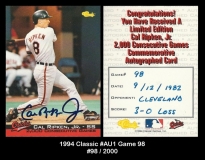 1994 Classic #Au1 Game 98