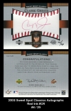 2003 Sweet Spot Classics Autographs Red Ink #CR