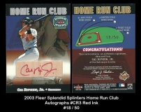 2003 Fleer Splendid Splinters Home Run Club Autographs #CR3 Red Ink