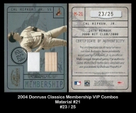 2004 Donruss Classics Membership VIP Combos Material #21