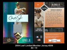 2004 Leaf Limited Moniker Jersey #206