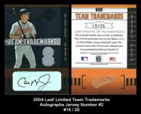 2004 Leaf Limited Team Trademarks Autographs Jersey Number #2