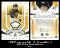 2004 SP Legendary Cuts 1 of 1 Memorabilia #15 1993 All-Star Game Selection