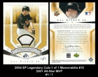 2004 SP Legendary Cuts 1 of 1 Memorabilia #15 2001 All-Star MVP