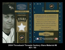 2004 Throwback Threads Century Stars Material #9