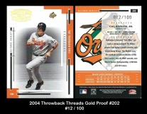 2004 Throwback Threads Gold Proof #202