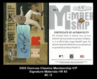 2005 Donruss Classics Membership VIP Signature Materials HR #3