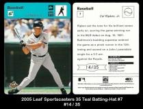 2005 Leaf Sportscasters 35 Teal Batting-Hat #7