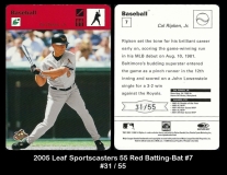 2005 Leaf Sportscasters 55 Red Batting-Bat #7