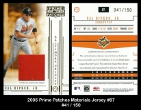 2005 Prime Patches Materials Jersey #87