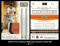 2005 Prime Patches Materials Number Patch #87