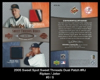 2005 Sweet Spot Sweet Threads Dual Patch #RJ