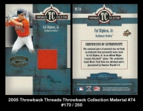 2005 Throwback Threads Throwback Collection Material #74