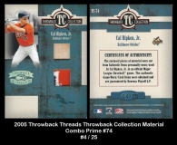 2005 Throwback Threads Throwback Collection Material Combo Prime #74