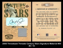 2005 Throwback Threads Century Stars Signature Material #50