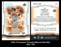 2005 Throwback Threads Material Bat #281