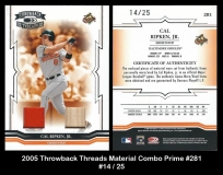 2005 Throwback Threads Material Combo Prime #281