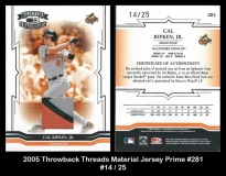 2005 Throwback Threads Material Jersey Prime #281