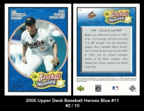 2005 Upper Deck Baseball Heroes Blue #11
