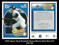 2005 Upper Deck Baseball Heroes Memorabilia Blue #13