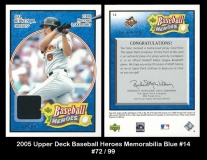 2005 Upper Deck Baseball Heroes Memorabilia Blue #14