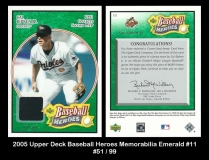 2005 Upper Deck Baseball Heroes Memorabilia Emerald #11
