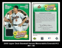 2005 Upper Deck Baseball Heroes Memorabilia Emerald #12