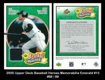 2005 Upper Deck Baseball Heroes Memorabilia Emerald #13
