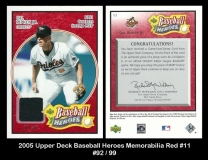 2005 Upper Deck Baseball Heroes Memorabilia Red #11