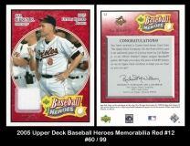 2005 Upper Deck Baseball Heroes Memorabilia Red #12