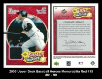 2005 Upper Deck Baseball Heroes Memorabilia Red #13