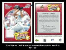 2005 Upper Deck Baseball Heroes Memorabilia Red #14