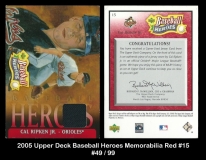 2005 Upper Deck Baseball Heroes Memorabilia Red #15
