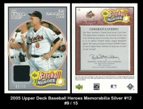 2005 Upper Deck Baseball Heroes Memorabilia Silver #12