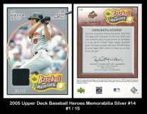 2005 Upper Deck Baseball Heroes Memorabilia Silver #14