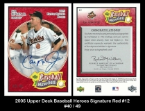 2005 Upper Deck Baseball Heroes Signature Red #12
