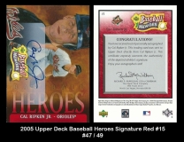2005 Upper Deck Baseball Heroes Signature Red #15