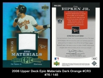 2006 Upper Deck Epic Materials Dark Orange #CR3