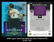 2006 Upper Deck Epic Materials Dark Purple #CR3