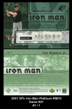 2007 SPx Iron Man Platinum #IM70 Game 821
